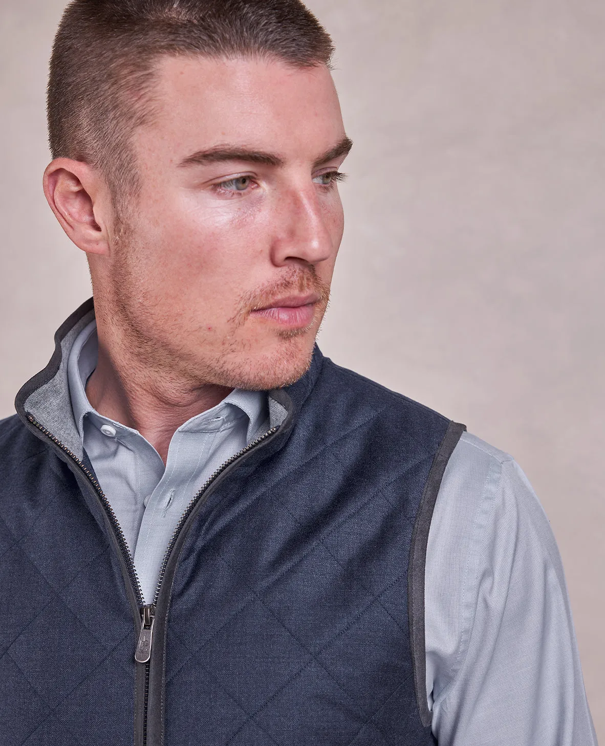 The Berkley - Quilted Wool Heritage Vest - Navy