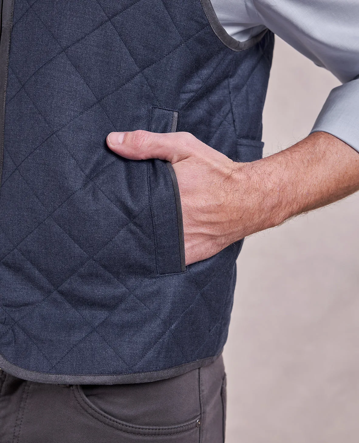 The Berkley - Quilted Wool Heritage Vest - Navy