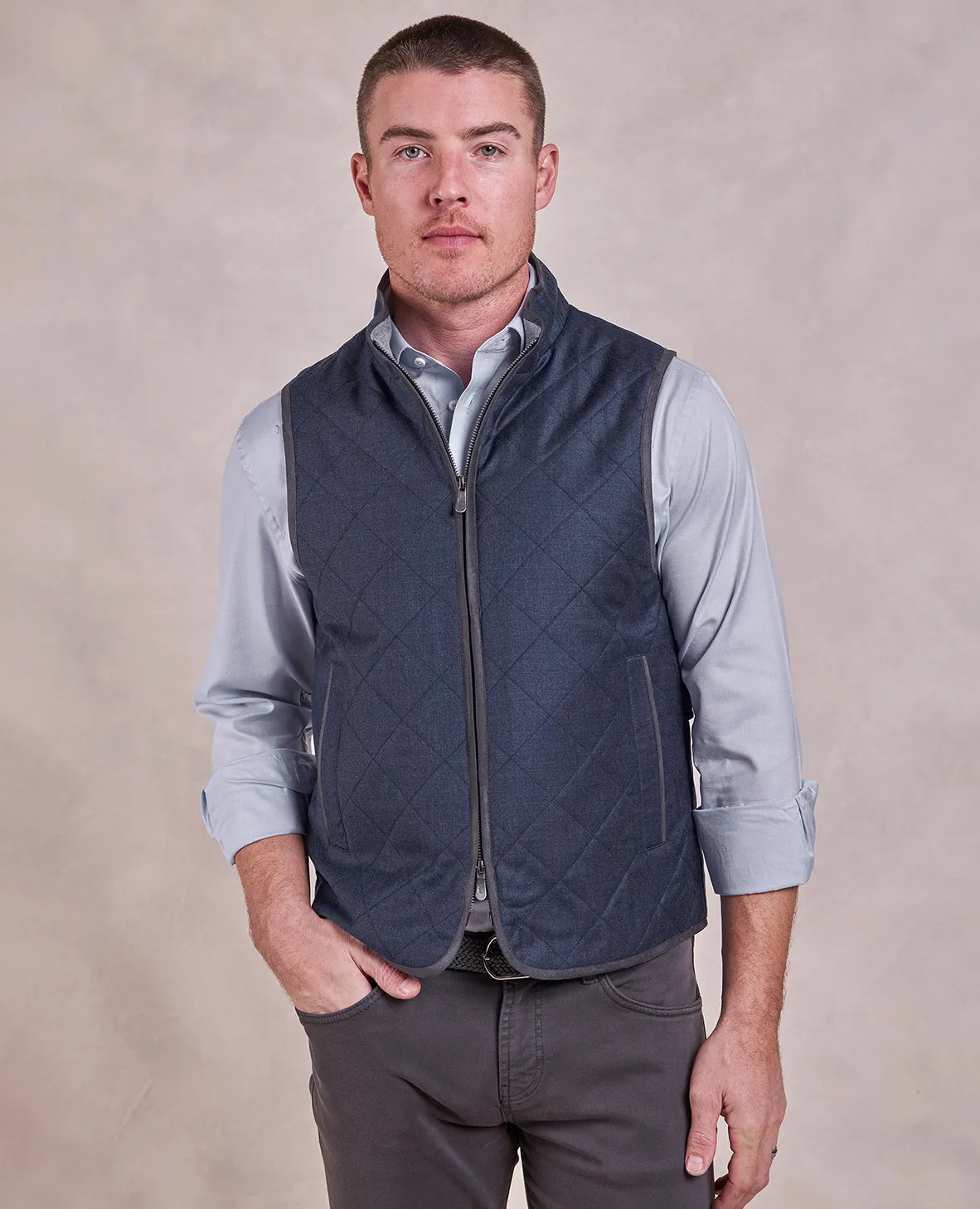 The Berkley - Quilted Wool Heritage Vest - Navy