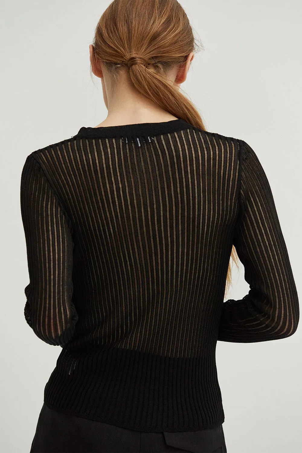 Tina Ribbed Top in Black