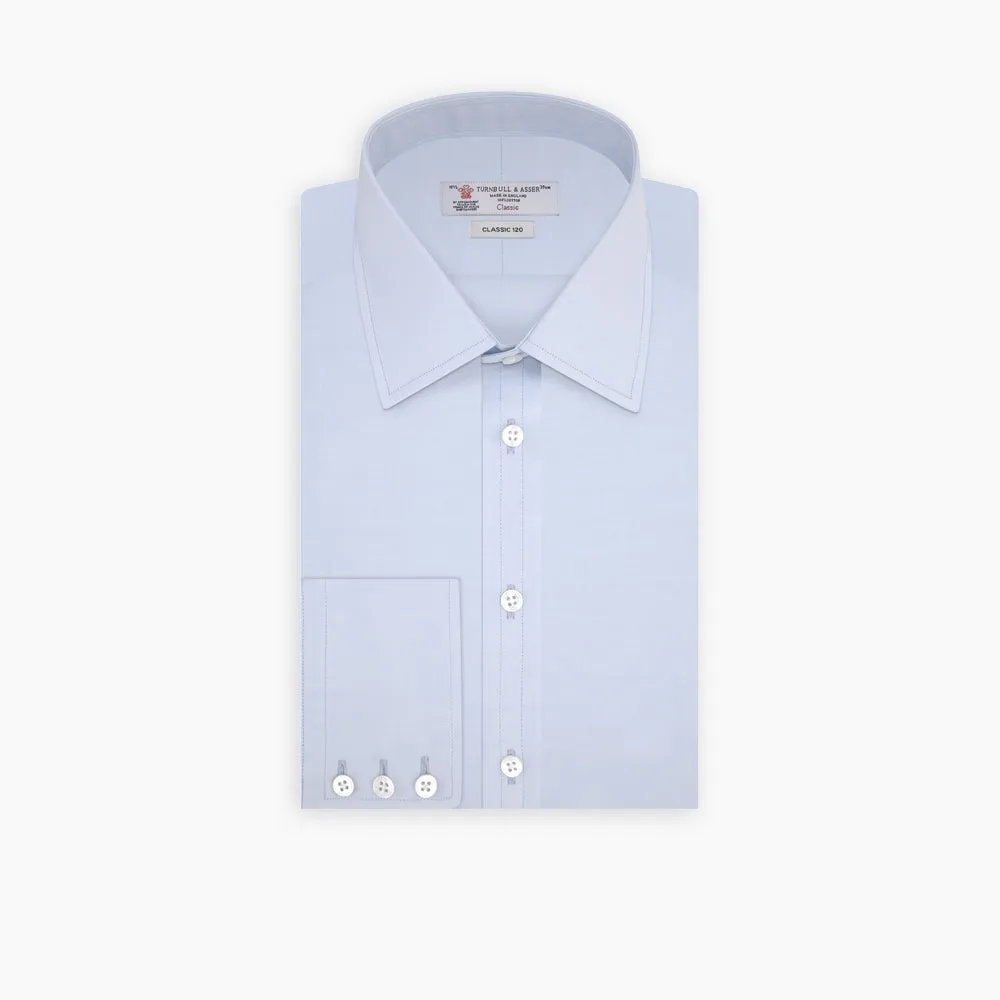 Two-Fold 120 Light Blue Shirt with T&A Collar and 3-Button Cuffs