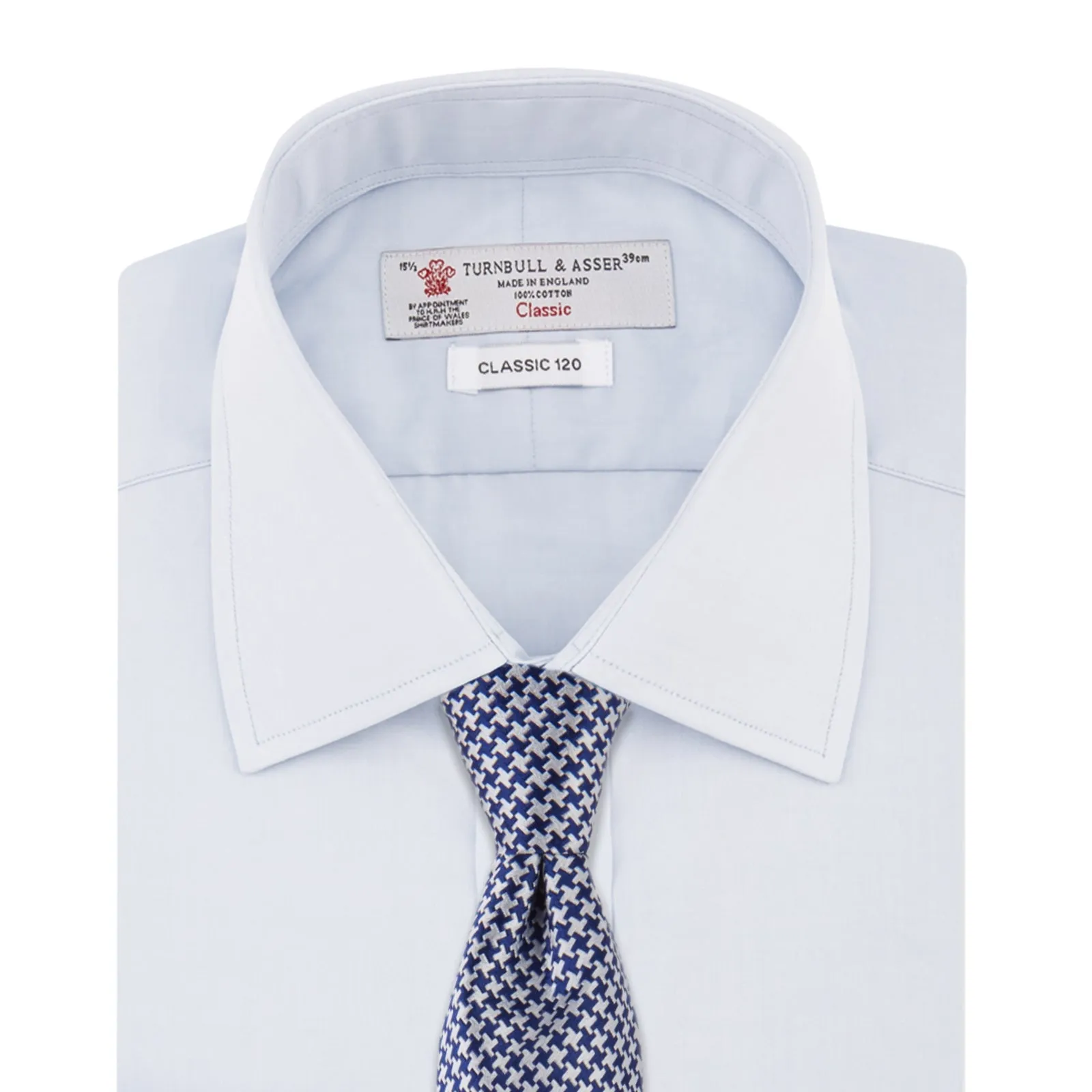 Two-Fold 120 Light Blue Shirt with T&A Collar and 3-Button Cuffs