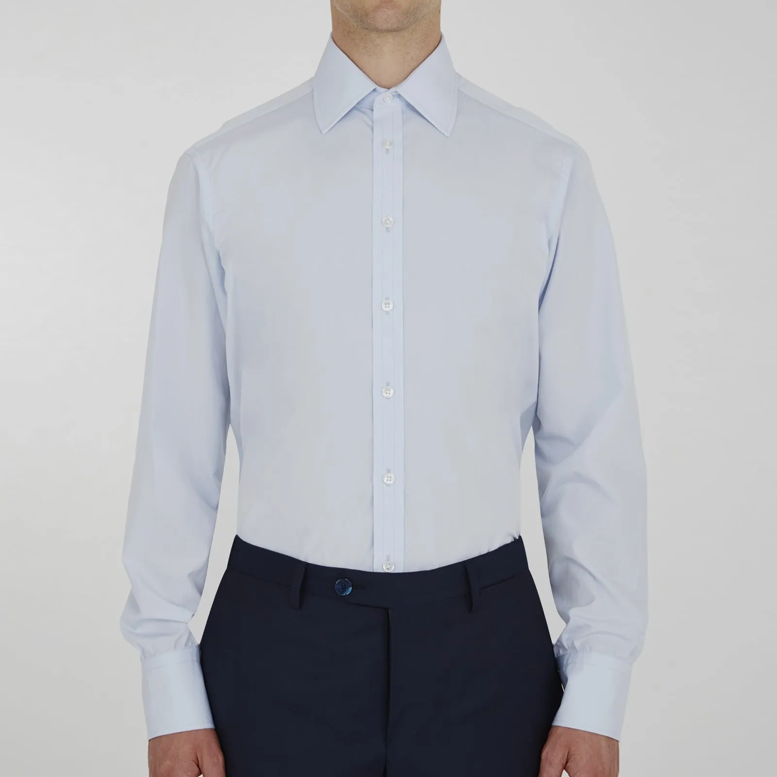 Two-Fold 120 Light Blue Shirt with T&A Collar and 3-Button Cuffs