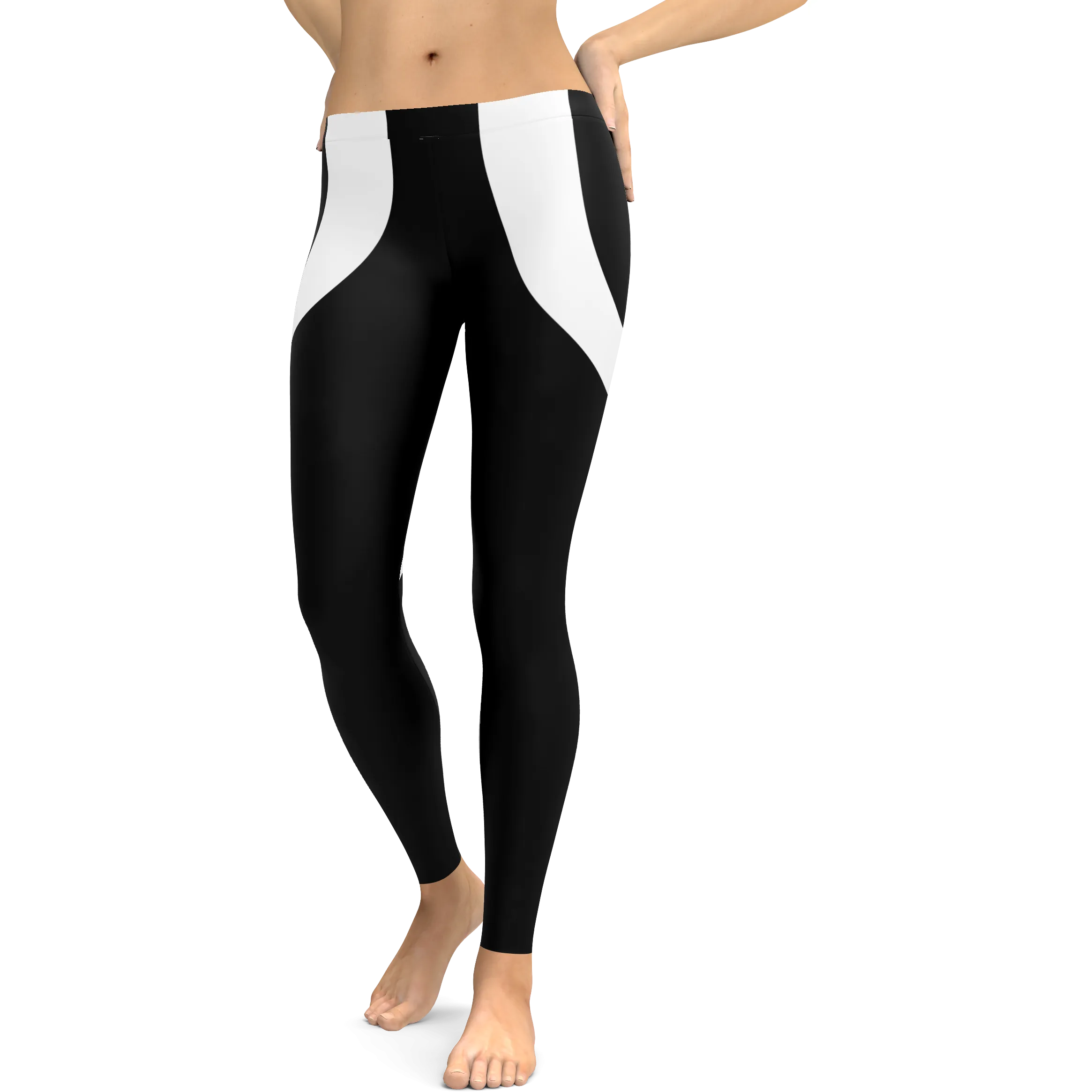 White Heart Shaped Black Leggings