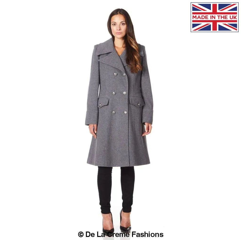 Wool Blend Double Breasted Midi Coat