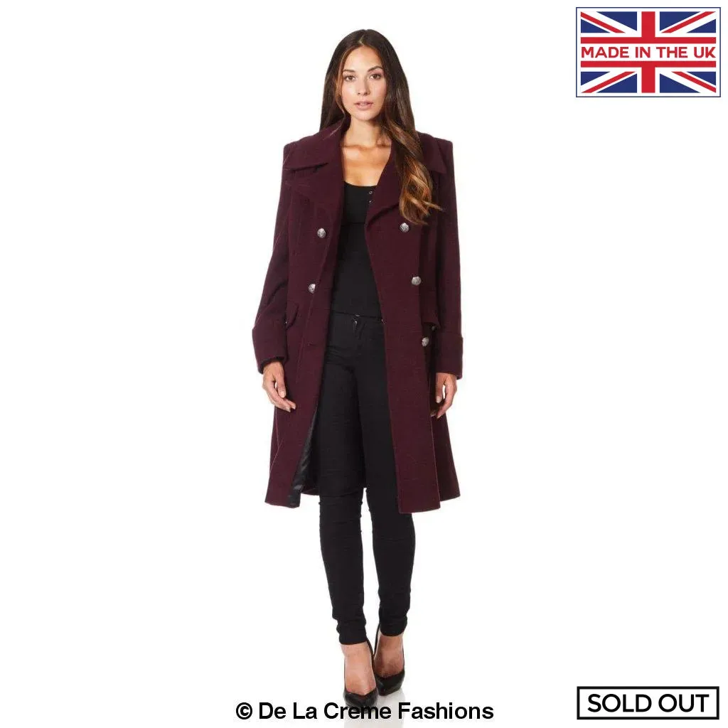 Wool Blend Double Breasted Midi Coat