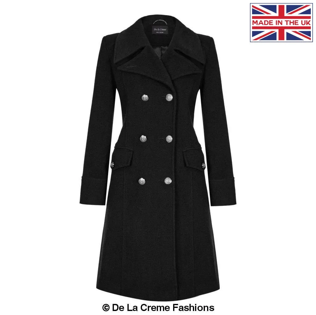 Wool Blend Double Breasted Midi Coat